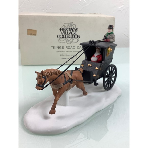 VTG Dept 56 Heritage Collection Kings Road Cab Horse & Carriage Figurine EUC - Picture 4 of 12